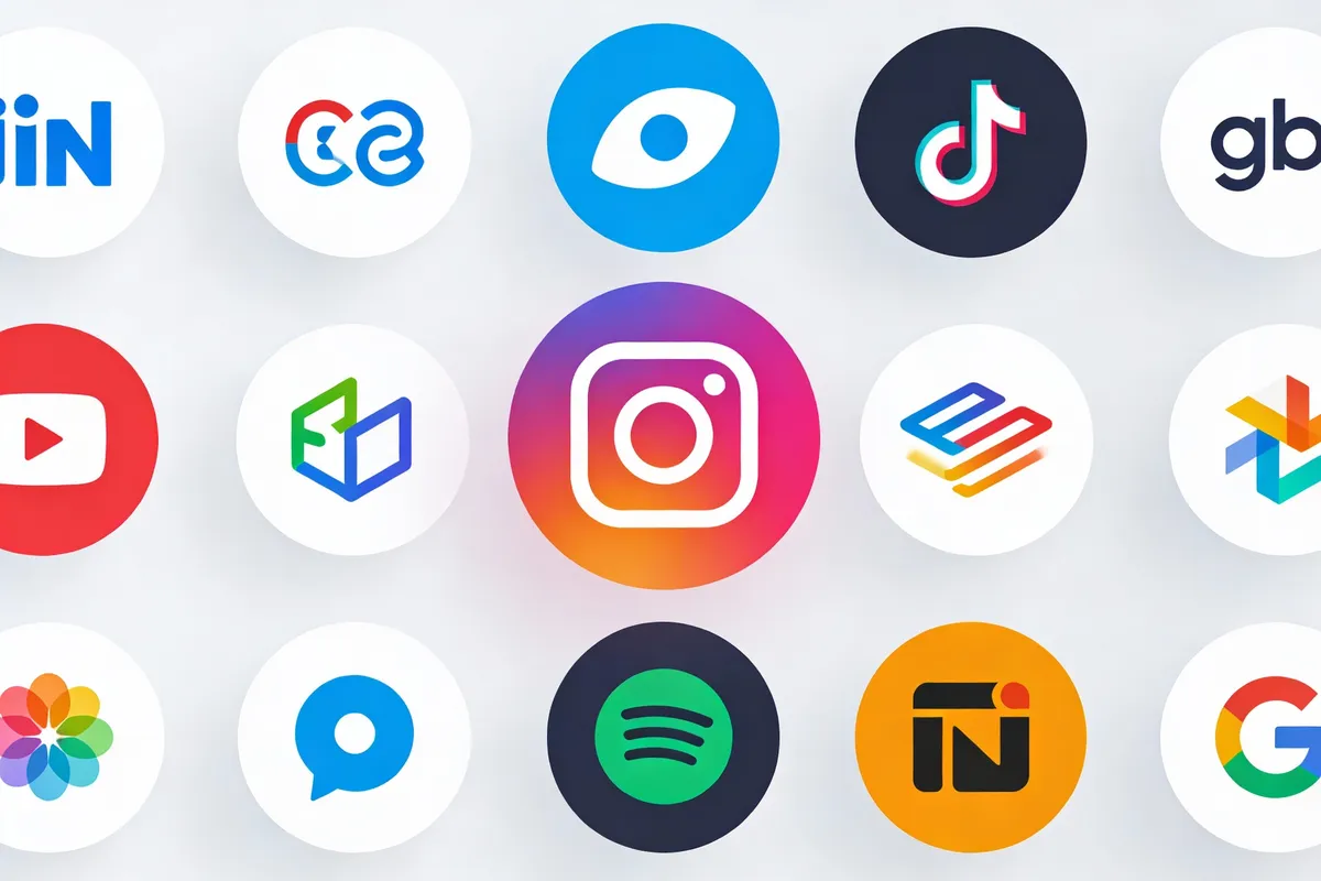 Diagram: Submark in various social media profile circles — type: infographic