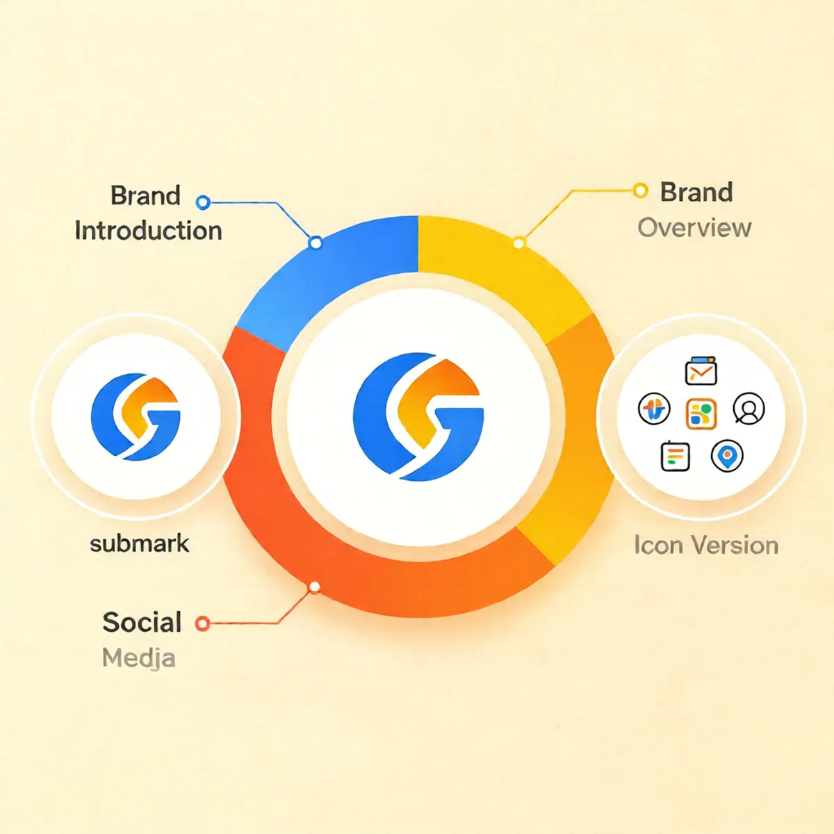 Infographic: Primary logo, submark, and icon-only version — type: diagram
