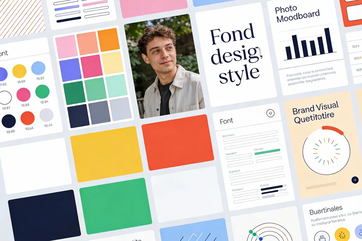 Moodboard with colors and adjectives — type: photo