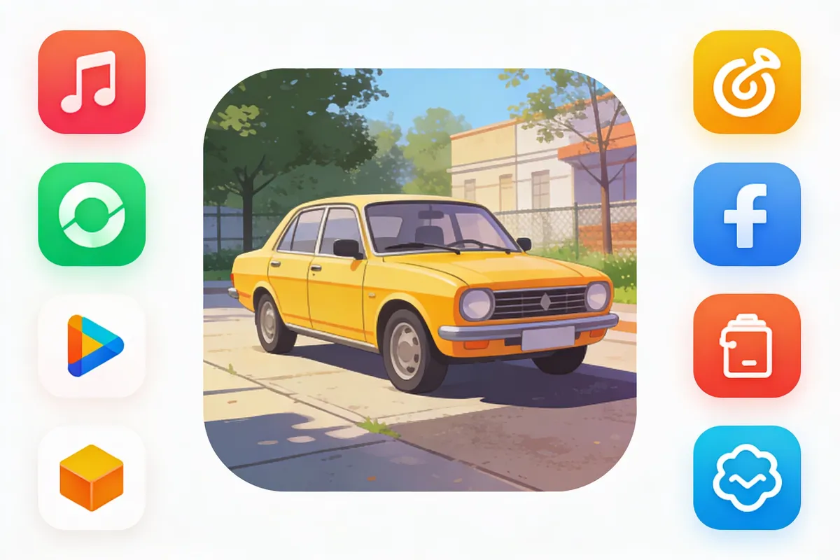 Logo symbol in use on mobile app icons — type: photo